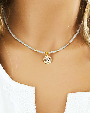 Naszyjnik  AKWAMARYN, kamienie naturalne choker
