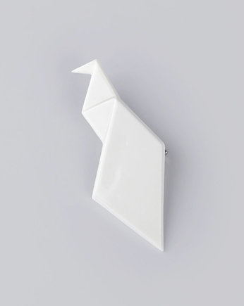 Broszka Porcelanowa Origami Paw Biała
