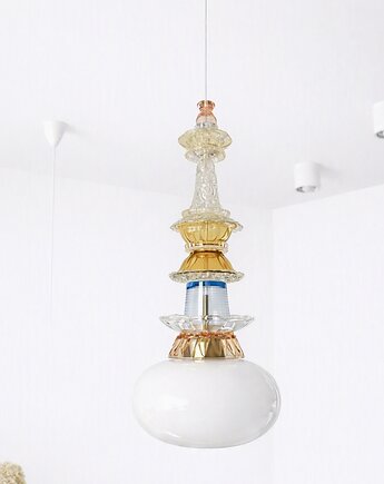 Lampa wisząca szklana artdeco prl vintage retro