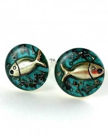 Spinki do koszuli - Fish - Silver + Pudełko