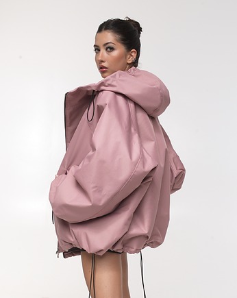 Kurtka bomber hoodie oversize dusty pink