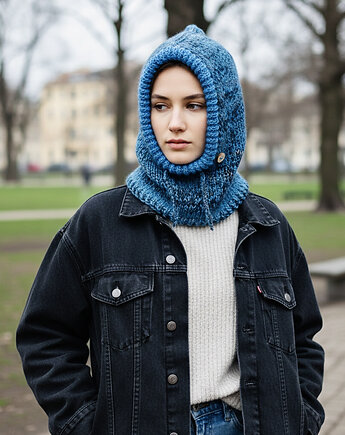 Ciepła balaclava oversize kominiarka kaptur zamiast czapki z wełną