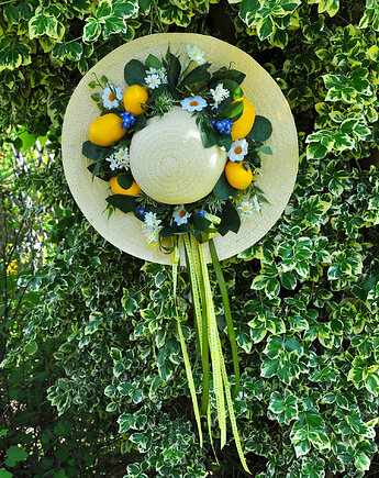 Kapelusz-wianek na drzwi cytrynowy, mamuta