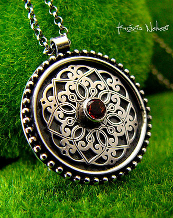 Naszyjnik Mandala - Granat Almandyn Srebro