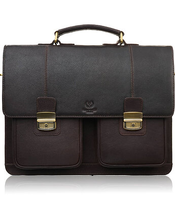 Teczka męska na dokumenty skórzana aktówka podróżna brązowa AY-03-BR, Paolo Peruzzi