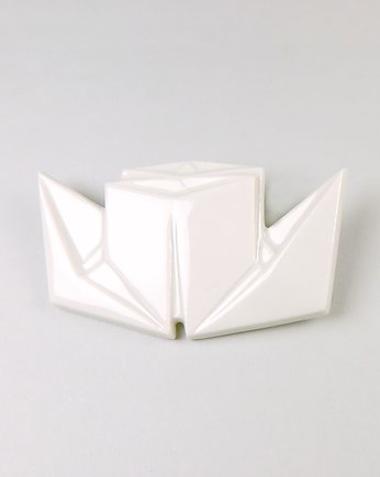 Broszka Porcelanowa Origami Parowiec Biała