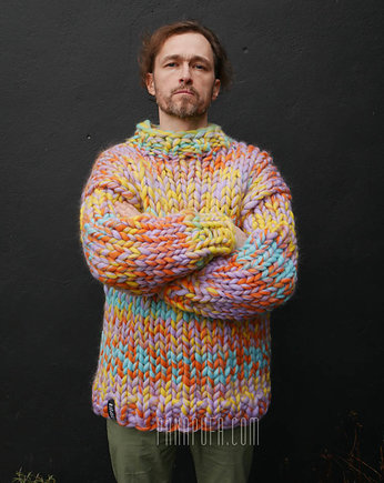 Sweter na grubych drutach 100% wełna