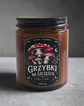 Świeca w słoiku zapachowa 250 ml Grzybki na szczęście