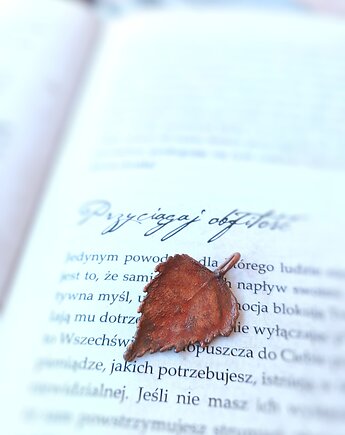 Listeczek brzozowy V wisiorek miedziany