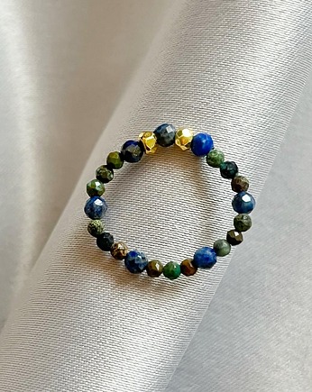 Pierścionek  z Lapis Lazuli Turkusem i Hematytami