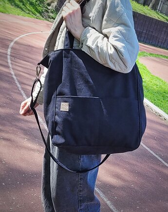 Lazy bag Pocket torba czarna bawełniana vegan