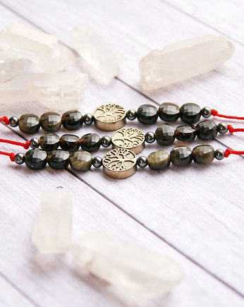 Ochronna bransoletka - drzewo życia, obsydian, kaktusia