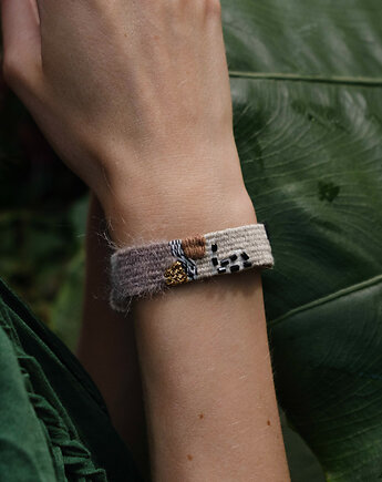 Bransoletka boho, ręcznie robiona z koralikami i lnem, Słońcem Tkane