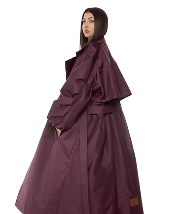 Płaszcz typu trencz maxi oversize burgundowy