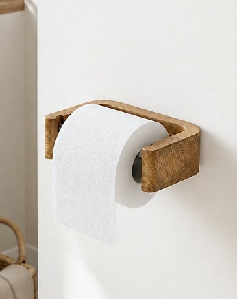 Dębowy uchwyt na papier toaletowy z prętem bez wiercenia lub na kołek