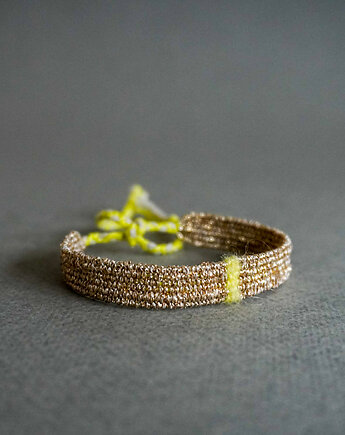 Bransoletka tkana ręcznie, wiązana, na sznurku, Słońcem Tkane