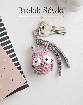 Brelok/zawieszka - różowa sówka