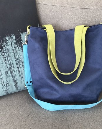 Torba hobo rozm. L - niebieski, limonka, błękit