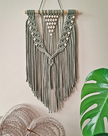 Delikatna makrama boho - perełka - szałwia (jasna zieleń)