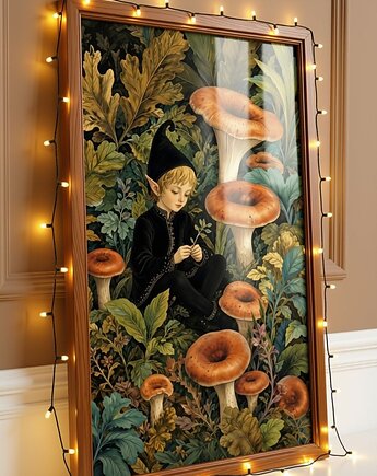 PLAKAT pokój dziecka las jesienny ilustracja grafika elf