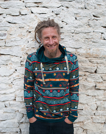 Bluza kangurka "Meander" z butelkowym - unisex