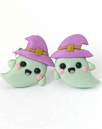 Kawaii kolczyki duszki w kapeluszach czarownica