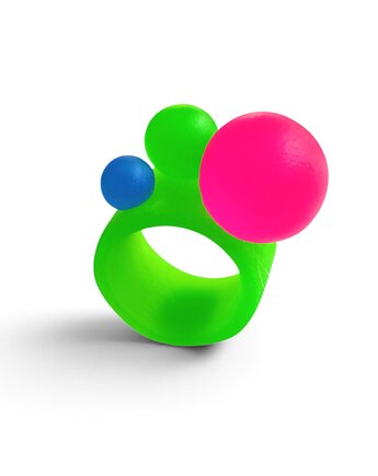 Pierścień z żywicy : BUBBLES : szeroki : 3 kule