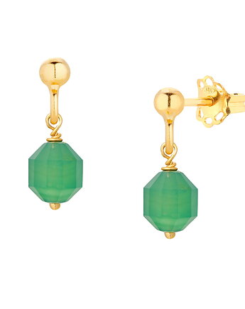 Złote kolczyki agat naturalny