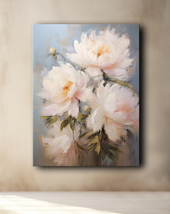 Kwiaty peonie - Obraz na płótnie - Druk, Blejtrama - Akwarela, Boho #14