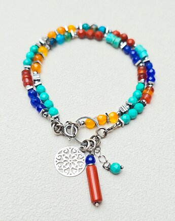 Podwójna  Bransoletka Kolory Orientu Srebro, ILEA