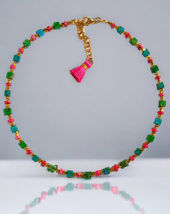 Choker wakacyjny : jaspis cesarski : multicolor, kaktusia