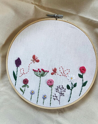 Tamborek z haftem ręcznym + NAPIS, tamborkowo