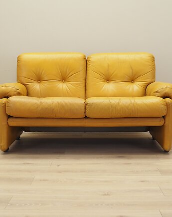 Sofa skórzana żółta, włoski design, lata 60, B&B Italia, Tobia Scarpa