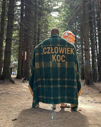 CZŁOWIEK KOC Zielono-musztardowy