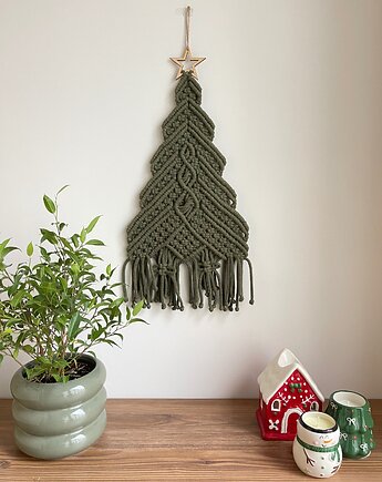 Choinka na ścianę makrama boho dekoracja