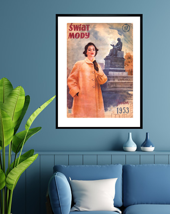 Plakat Oprawiona okładka czasopisma ŚWIAT MODY, Jesień 1953 aut. Maciej Nehring
