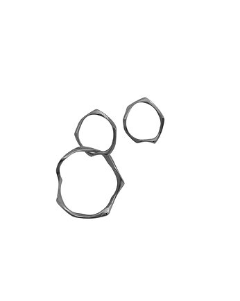 Kolczyki srebrne WAVES Circle asymmetrical / black silver earrings