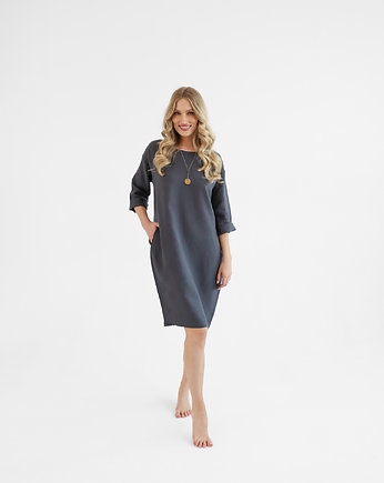 Lniana Sukienka PEONY charcoal