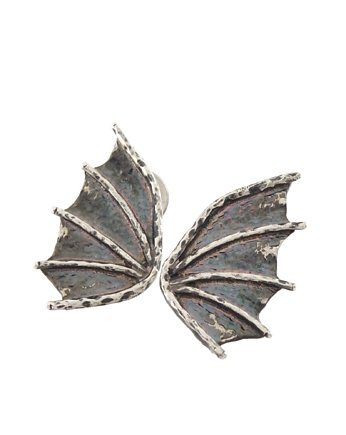 Kolczyki smocze Dragon Wings z ciemnego srebra