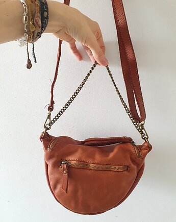 Torebka ze skóry na ramię, LORRAINE, rudy, naniby