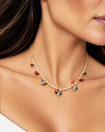 TRISKELIA  NASZYJNIK , kamienie naturalne, turkus, koral