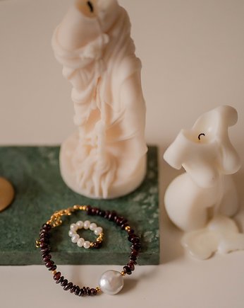 Bransoletka  granat perła, Gold Oskar