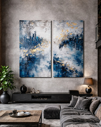 Dyptyk abstrakcja, obraz na antresolę DUŻY XXL obraz do salonu 140 x 160 cm
