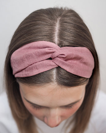 Lniana opaska supeł do włosów Dusty Pink