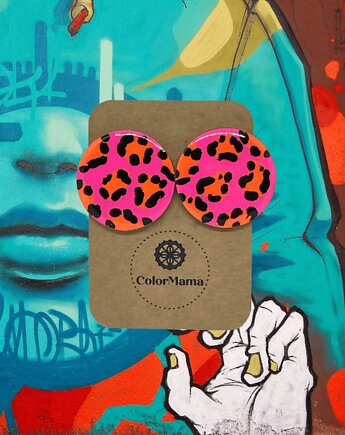 Neon Pink Leopards duże wyraziste kolczyki panterka