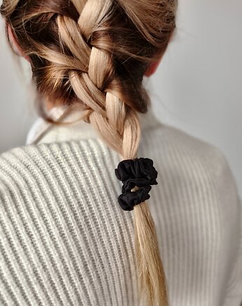 Gumka jedwabna, scrunchie, frotka black orchid MINI