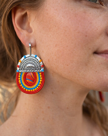 Ogień i woda- etniczne kolczyki soutache