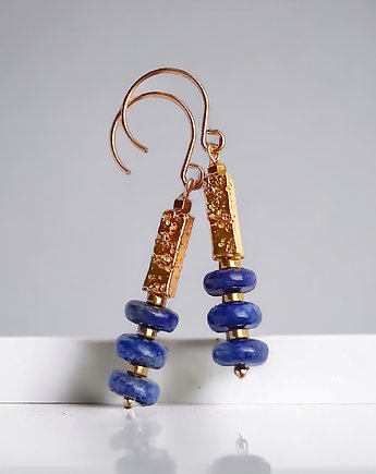 EFEKTOWNE kolczyki : lapis lazuli, lawa : granat i złoto