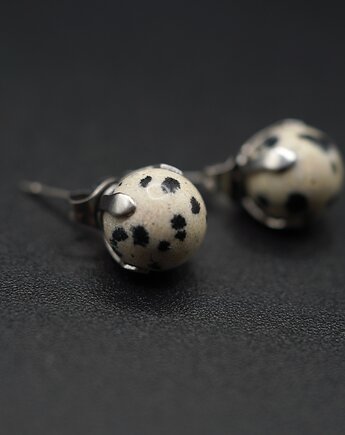Kolczyki Dalmatian Dot z jaspisem dalmatyńskim i stalą