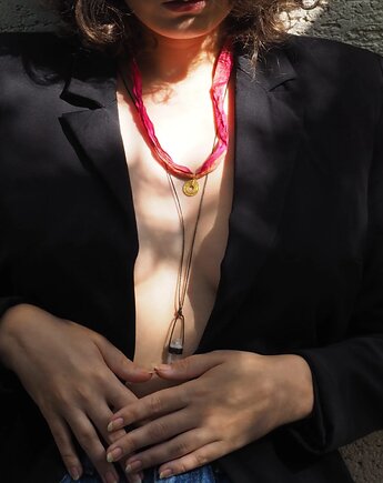 Naszyjnik Jedwabny & Srebro pozłacane